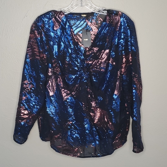 Maje Tops - Maje Metallic Jacquard Blouse Size 3/Large NWT